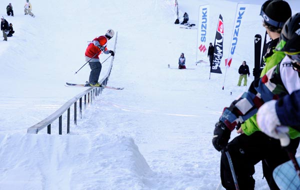 Rider Florian M�ller auf dem 70-Meter-Rail.  Foto: Stefan Eigner
