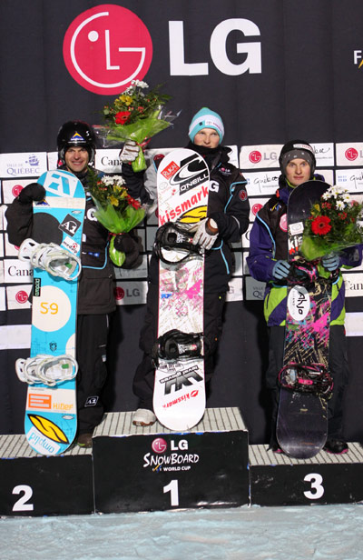 Das Podium in Quebec.  Foto: FIS-Oliver Kraus