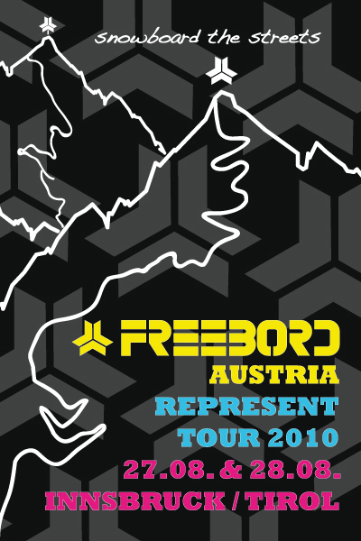 Freebord Flyer Austria Represent Tour. Grafik: Freebord Austria