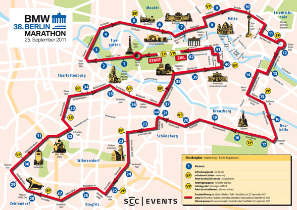Streckenplan 2011.  Foto: Berlin Marathon 2010